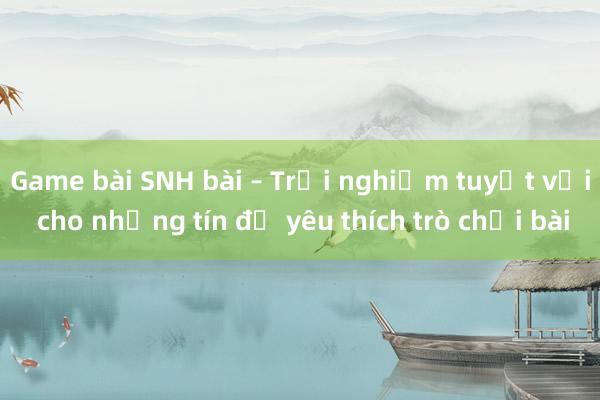 Game bài SNH bài – Trải nghiệm tuyệt vời cho những tín đồ yêu thích trò chơi bài